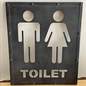 Metallic Toilet sign